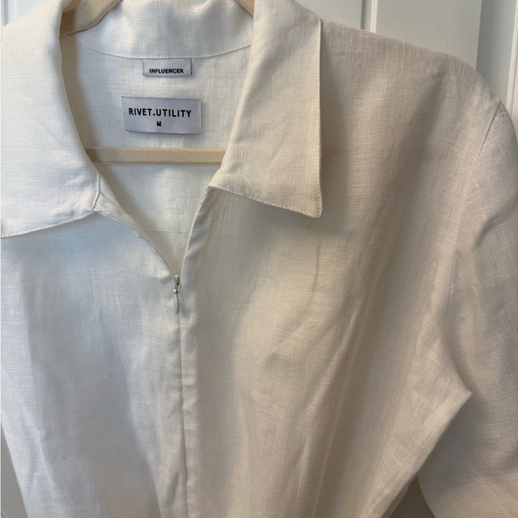 Rivet Utility NWOT Influencer White Belted Jumpsuit - Picture 6 of 12